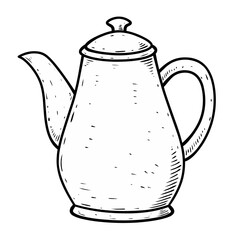 Sketch teapot isolated on white