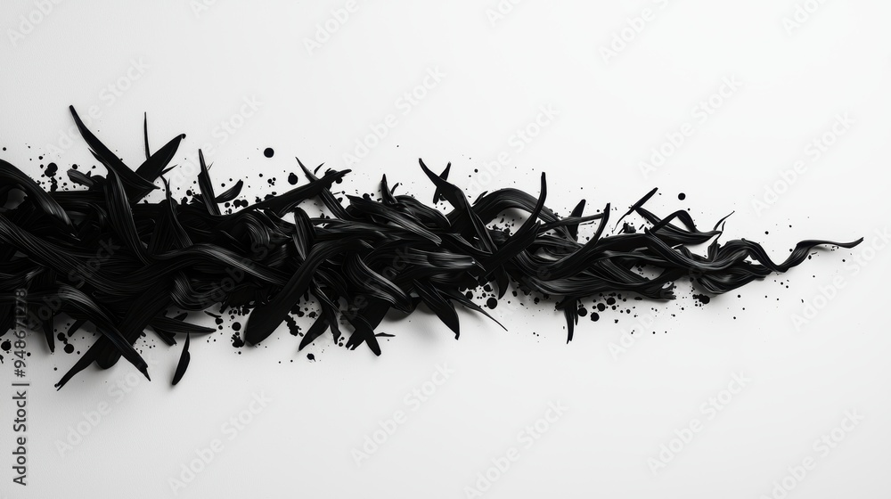 Poster abstract black ink splash design on white background with dynamic lines and shapes