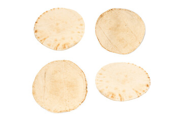Grilled pitta bread isolated on white background.