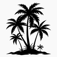 Tropical palm trees with leaves vector illustration