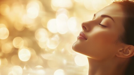 Fototapeta premium Relaxed woman with closed eyes in a spa 