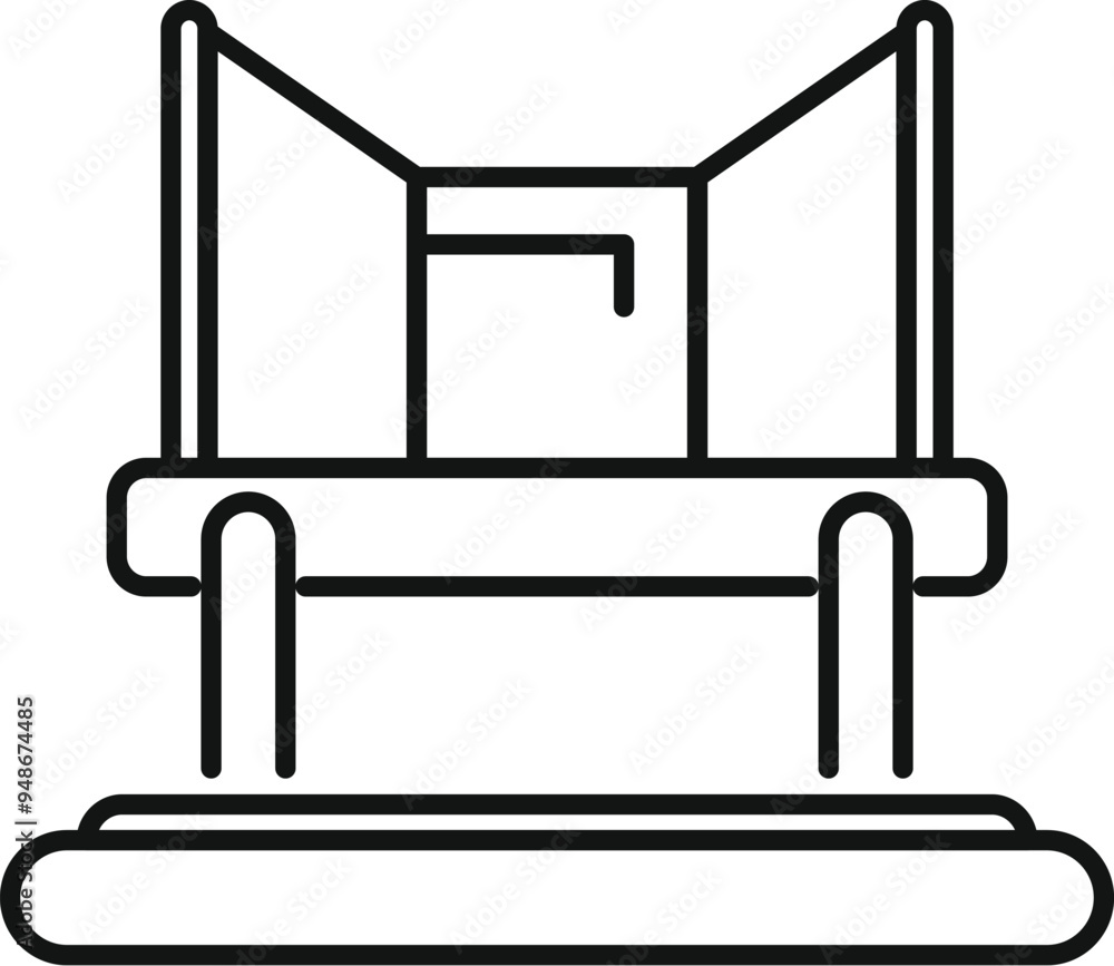 Poster simple line art illustration of a voting booth with a curtain and ballot box for use in voting in an