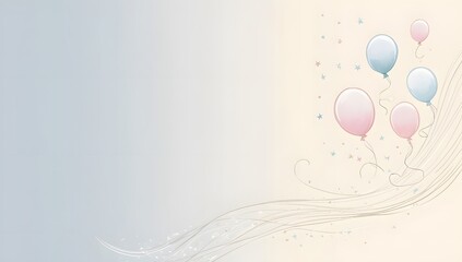 minimalist background with light blue and ballon decoration good for birthday party or greeting card