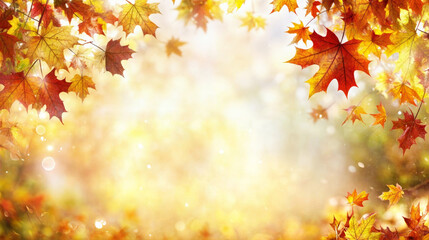 Seasonal beauty showcased through bright fall leaves and blurred backdrop highlighting the colors of autumn