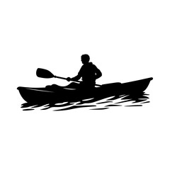 vector silhouette of a Kayaking