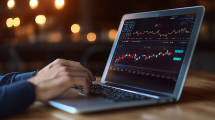 The person appears to be focused on the graph