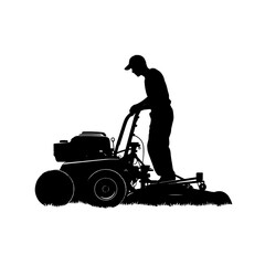 vector silhouette of a Lawn Mowing