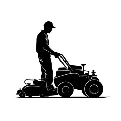 vector silhouette of a Lawn Mowing