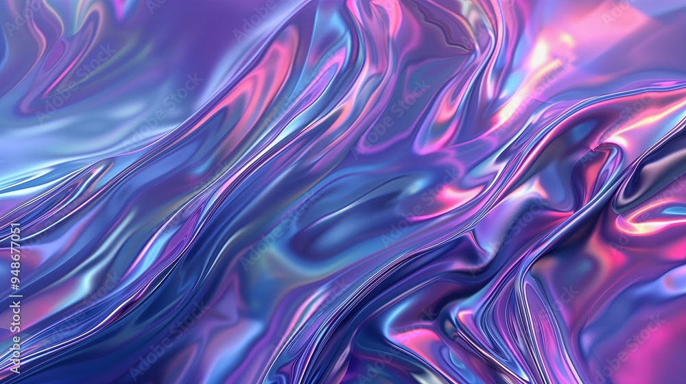 Poster A mesmerizing abstract background composed of fluid, wave like structures in iridescent hues. The