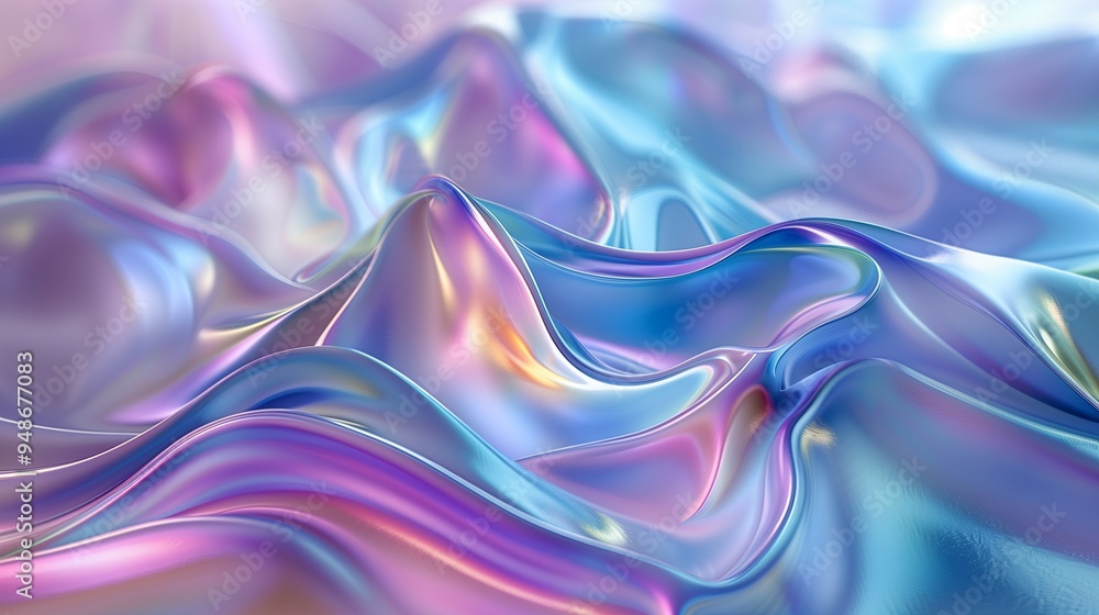 Poster A mesmerizing abstract background composed of fluid, wave like structures in iridescent hues. The