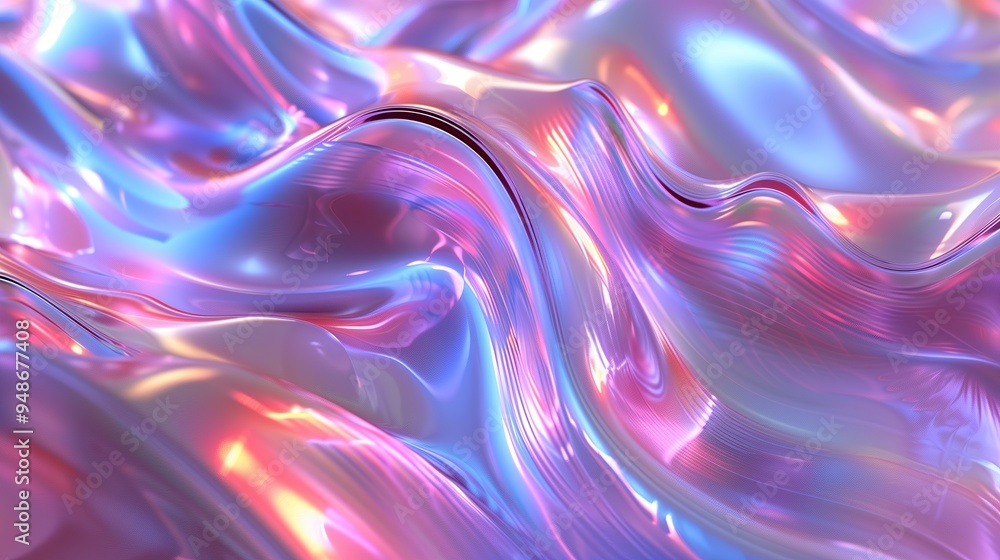 Aufkleber A mesmerizing abstract background composed of fluid, wave like structures in iridescent hues. The