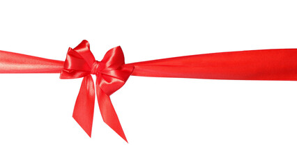 Beautiful red ribbon with bow isolated on white