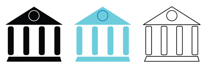 Bank symbol icon vector sign and symbol isolated on white background. Bank icon set. Vector graphic illustration. Suitable for website design, logo, app, template, and ui. Eps file 12.