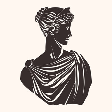 recommend clip art: Antic sculpture Aphrodite or Venus. Ancient woman statue, female bust icon isolated on white background