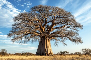 Obraz premium Majestic Baobab Tree Against a Clear Sky - Nature's Iconic Landscape
