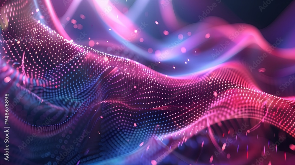Poster a stunning abstract background with intertwining geometric shapes in vibrant colors, featuring