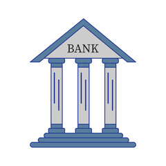 Bank icon logo. Payments Area sign on white background. The bank icon. Banking and finance symbol. Bank symbol logo concept. Vector illustration. Eps file 19.