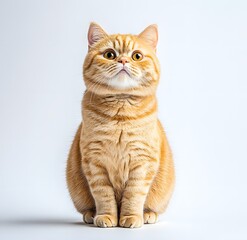 Obraz premium A cute orange cat sitting against a white background.
