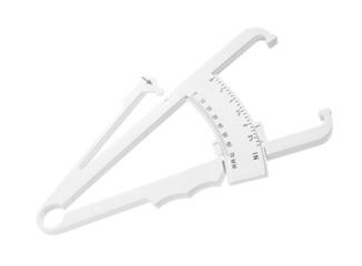 Plastic body fat caliper isolated on white