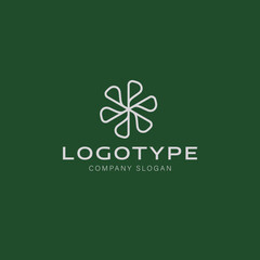 An original modern logo of the letter P in a circle forming an abstract modern element or an interesting flower.