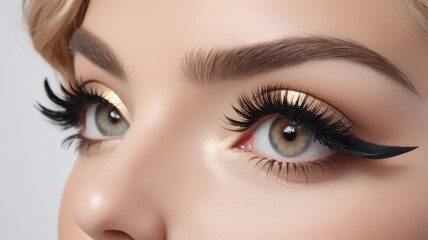 Obraz premium Close up of eye with extreme false lashes, beauty cosmetics real photo 4k more sharp