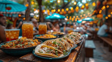 Hispanic Heritage Month . A lively scene of a Hispanic festival, with colorful decorations,...