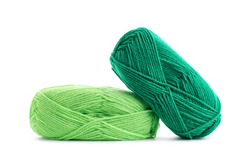 Two bright skeins of yarn isolated on white