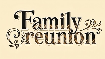 Fototapeta premium Elegant family reunion text design with decorative floral elements
