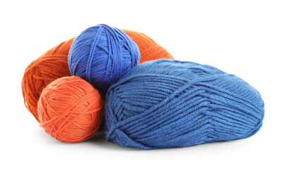 Many different bright yarns isolated on white