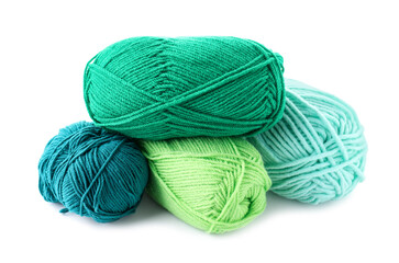 Many different bright yarns isolated on white