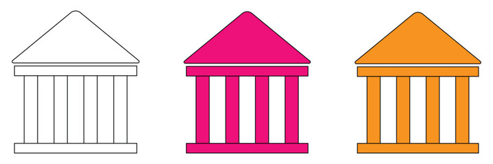 Bank icon set. Vector graphic illustration. Suitable for website design, logo, app, template, and ui. Bank symbol icon vector sign and symbol isolated on white background. Eps file 27.