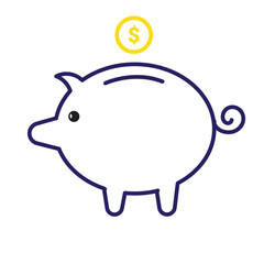 piggy bank vector with a dollar coin illustration on a white background