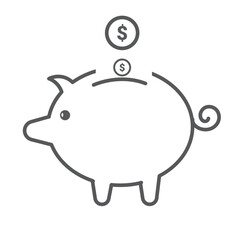 piggy bank vector with a dollar coin illustration on a white background