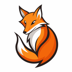 Simplistic Fox Logo Colorful Vector Illustration on White Background