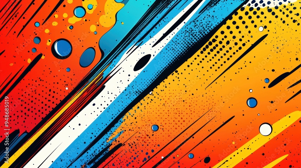 Poster vibrant pop art pattern for a modern banner design, captivating with its dynamic and imaginative sty