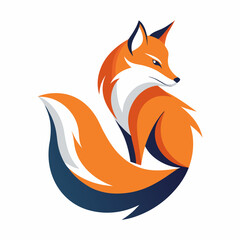Simplistic Fox Logo Colorful Vector Illustration on White Background