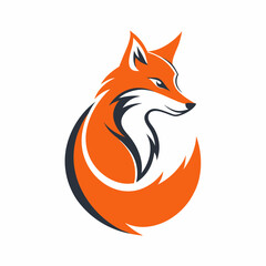 Simplistic Fox Logo Colorful Vector Illustration on White Background