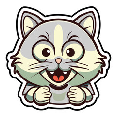 Happy Kitten Sticker Vector