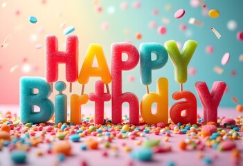 Candy-Themed Happy Birthday Typography