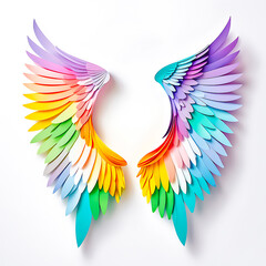 Angel's Wings Pastel Rainbow on white background.