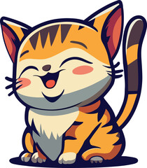 Happy Kitten Sticker Vector
