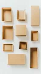 Fototapeta premium Various sizes of cardboard boxes are neatly arranged for shipping, showcasing their potential uses in packaging and storage