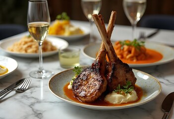 Gourmet Lamb Chops with Mashed Potatoes and Wine Pairing