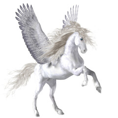 3D render of white winged horse illustration © deviney designs