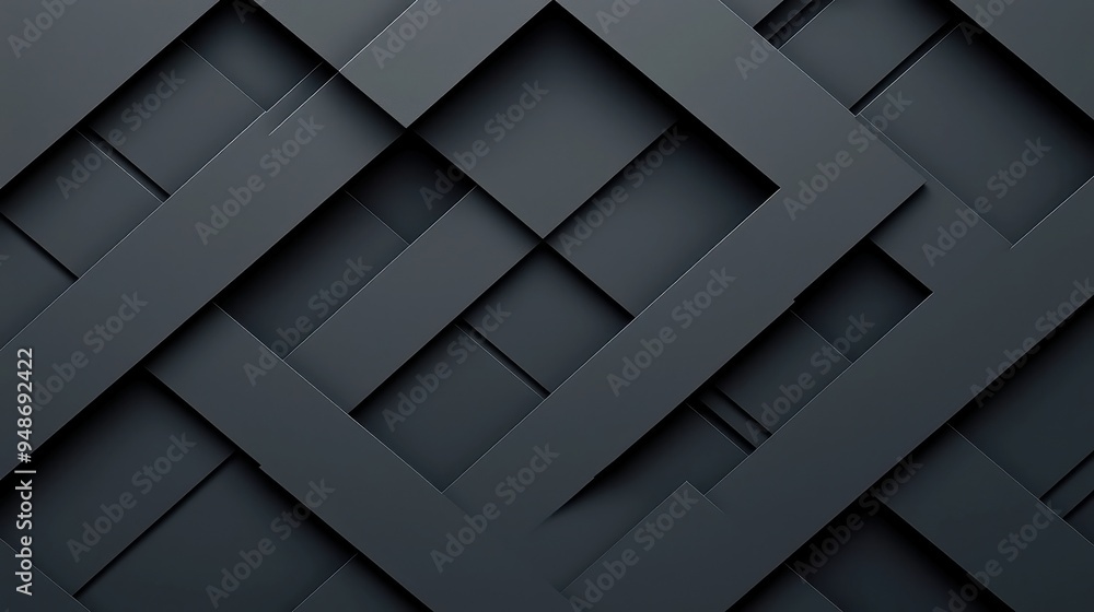 Aufkleber geometric black paper composition, an abstract arrangement of various black shapes creating a striki