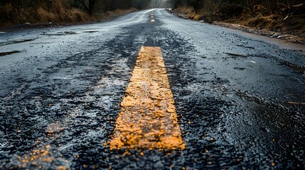 A conceptual image featuring an asphalt road with a direction arrow, symbolizing the idea of choosing a path or direction 