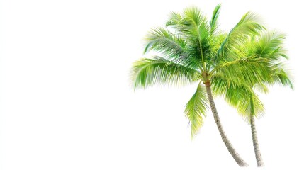 Isolated Palm Tree on White Background, showcasing the elegant silhouette and lush fronds, perfect for minimalist designs and creative projects with ample negative space