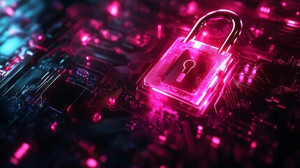 illustration of an electronic padlock on an electronic motherboard