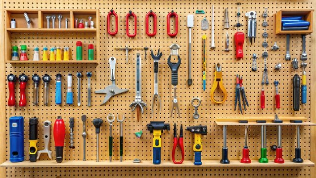 Peg board background for organizing tools and accessories, pegboard, organization, background, tools, accessories, storage, display