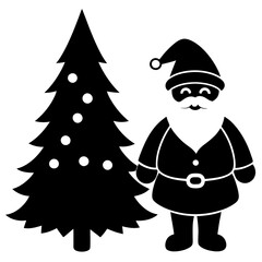 Christmas Santa Silhouette Black Vector